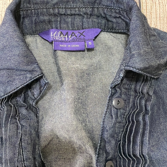 🌸 Clearance! 🌸 Miley Cyrus & MaxAzria Denim Indigo Belted Tunic Size S - Picture 2 of 9